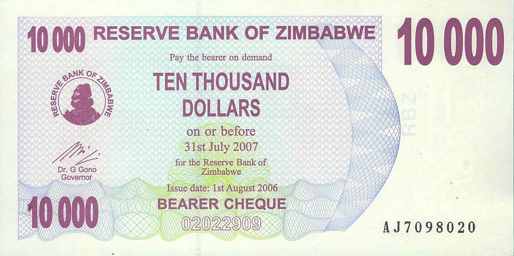 Zimbabwe 10.000 2006 UNC P-46/b